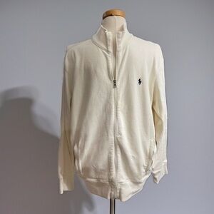 Y2K Polo by Ralph Lauren Performance Cream Full-Zip Knit Jacket with Navy Pony L